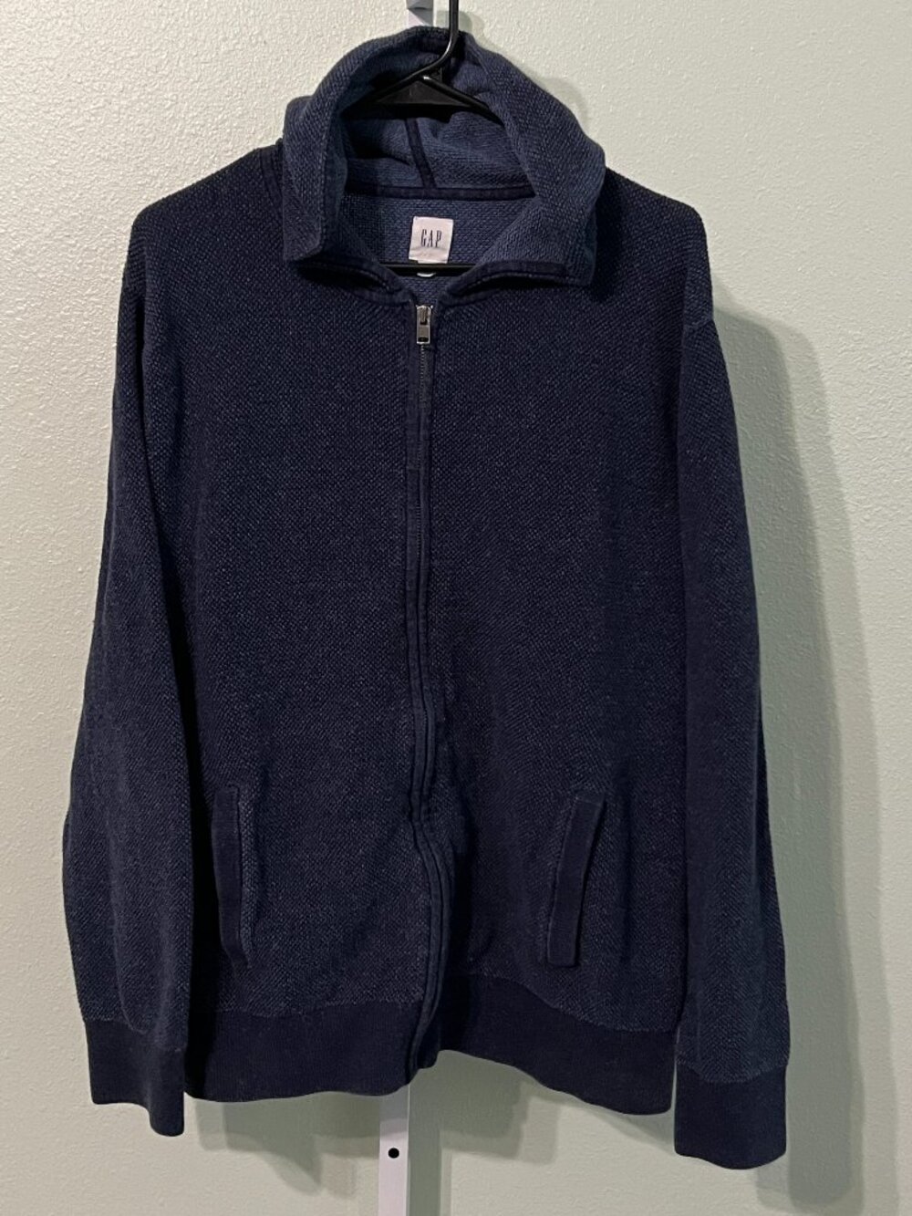GAP Heather Navy 100% Cotton Full-Zip Hoodie Men's Sweater SZ XXL